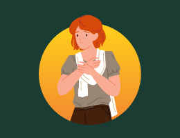 Concerned woman holding her wrist.